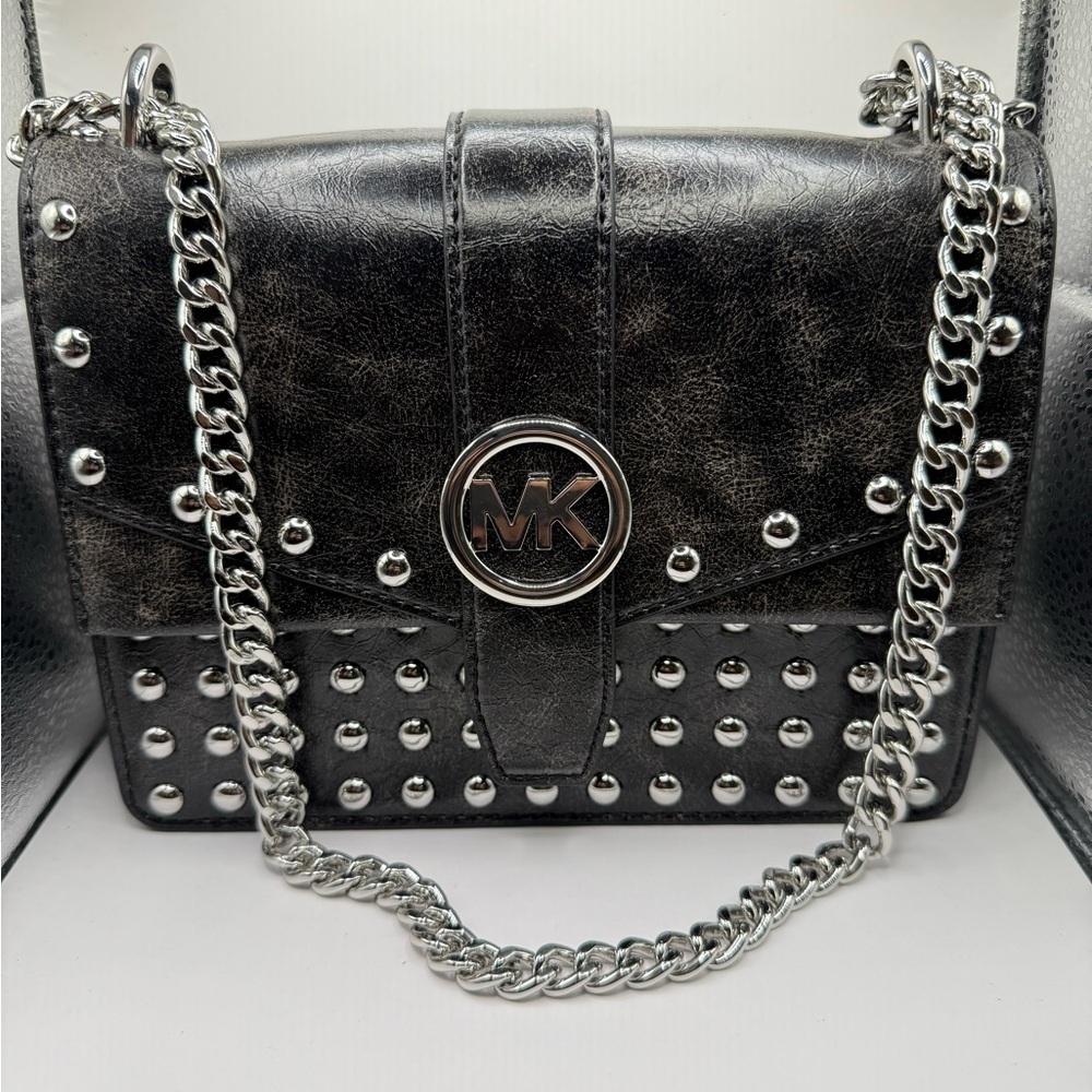 Greenwich Small Studded Distressed Black - 8"W X 6"H X 3"D Crossbody Bag NWT